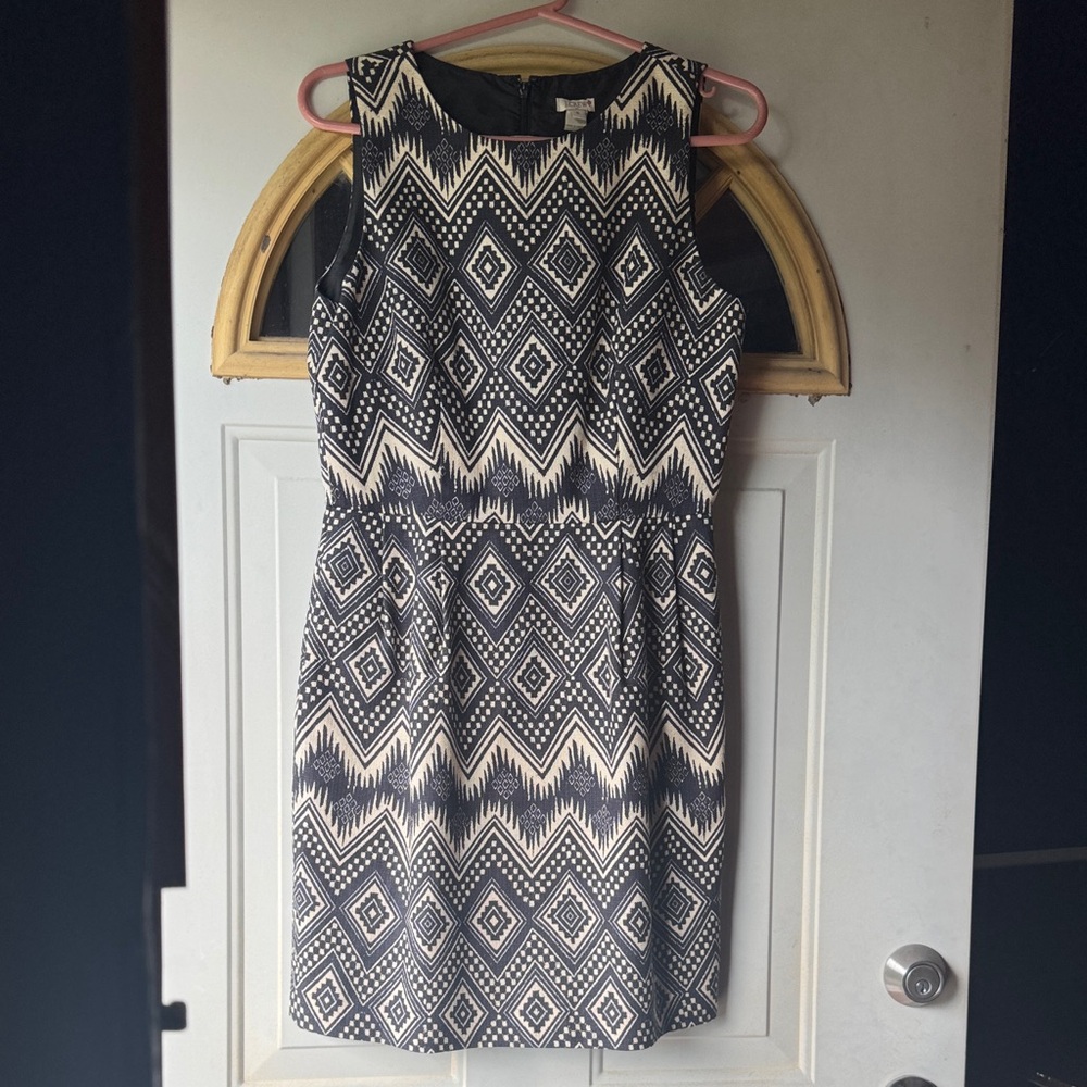 J. Crew Black and White Zigzag Mini Dress